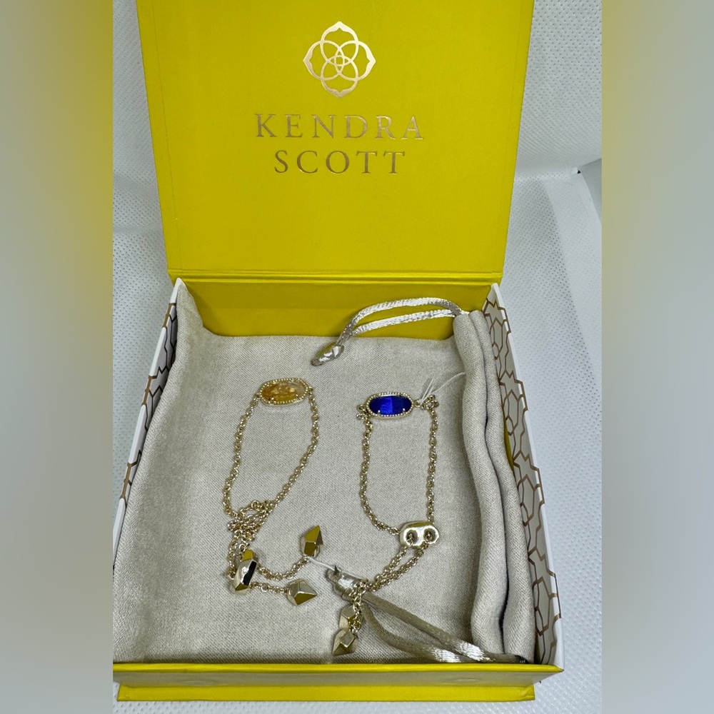 Kendra Scott Gold-tone Bracelet Duo light amber Cobalt Blue Stones